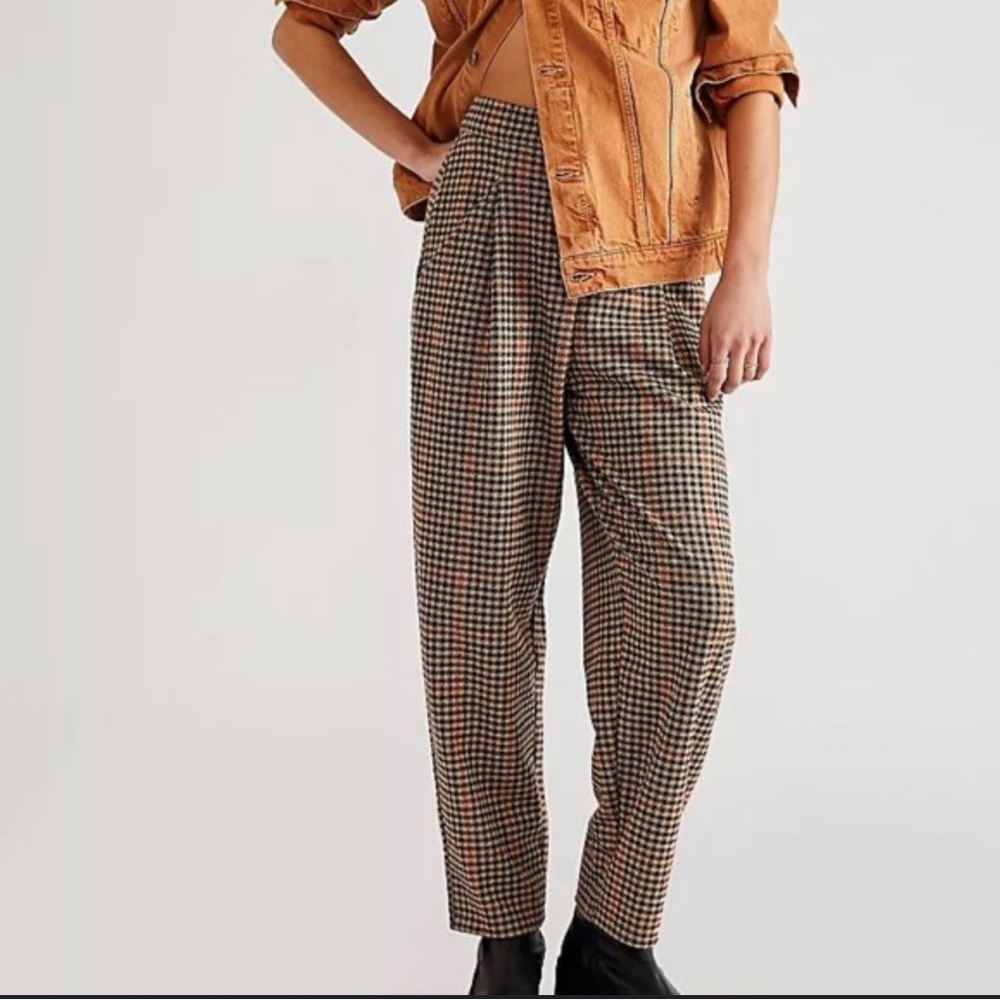 Free People Posey Plaid Pants Size Large